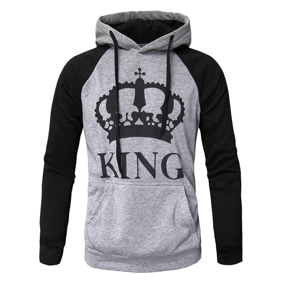 Wen and Women Couple Hooded Black White Loose Pullover Shirt Light gray-KING_2XL - Image 2