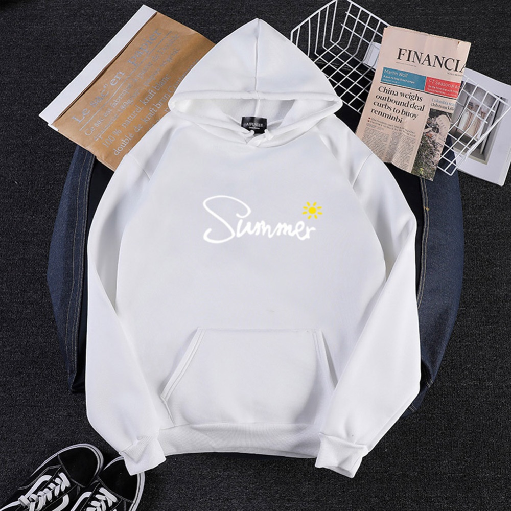 Men Women Hoodie Sweatshirt Thicken Velvet Sun Summer Loose Autumn Winter Pullover Tops Black_XXL - Image 2