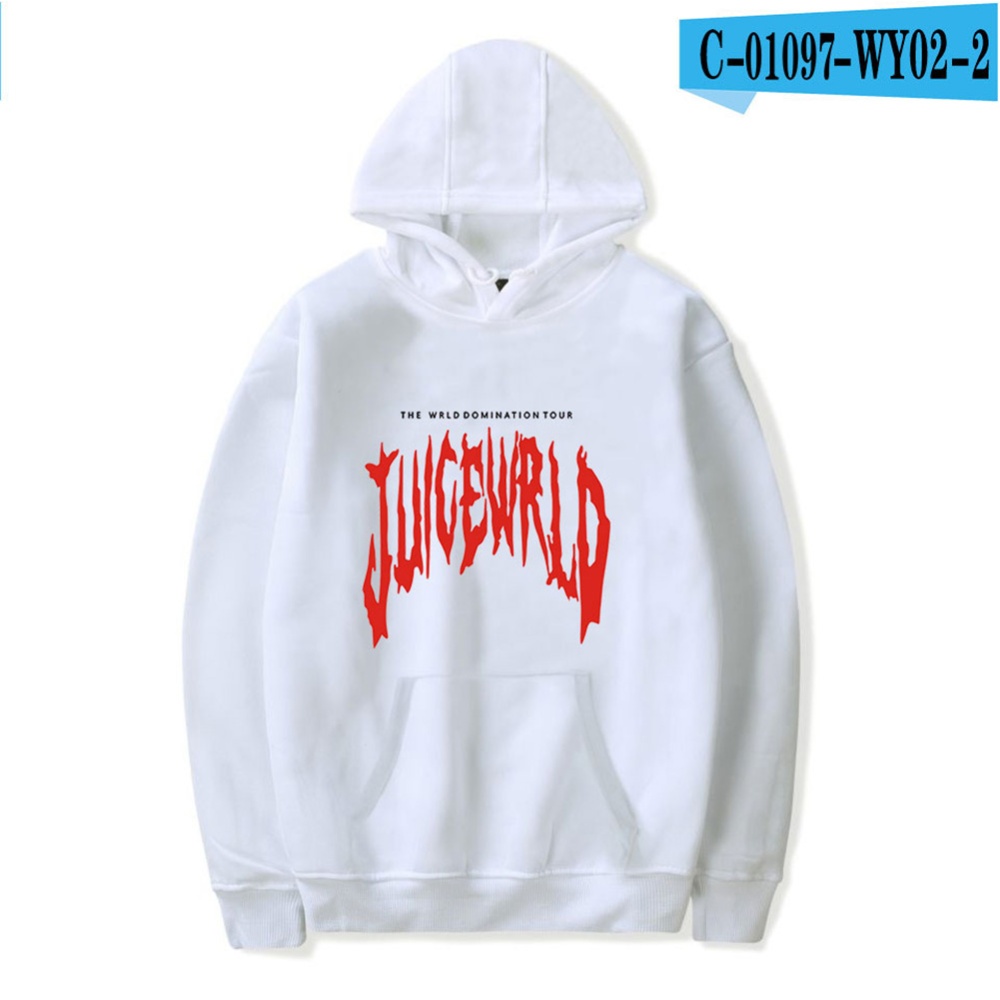 Men Women Hoodie Sweatshirt Juice WRLD Letter Printing Loose Autumn Winter Pullover Tops White_XXL - Image 3