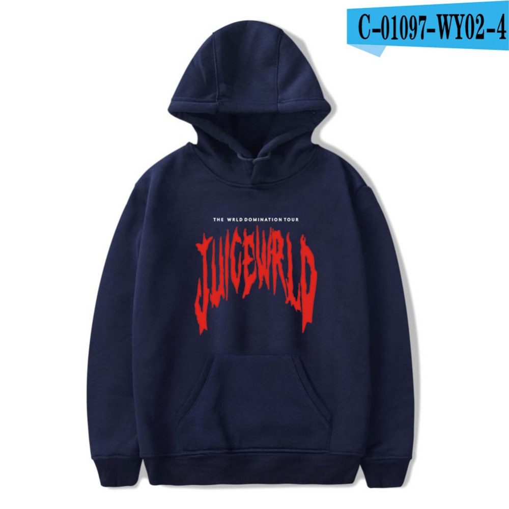 Men Women Juice WRLD Hoodie Sweatshirt Letter Printing Autumn Winter Loose Pullover Tops Navy blue_M - Image 3