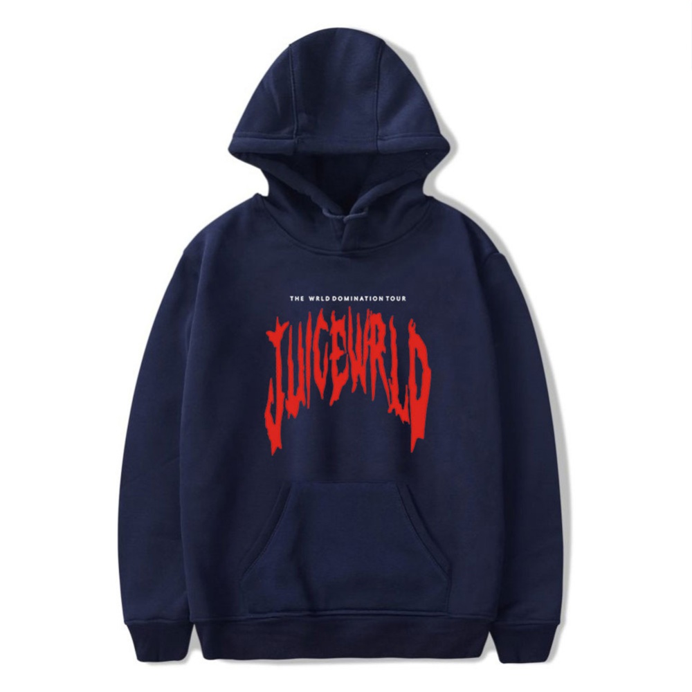 Men Women Juice WRLD Hoodie Sweatshirt Letter Printing Autumn Winter Loose Pullover Tops Navy blue_M - Image 2