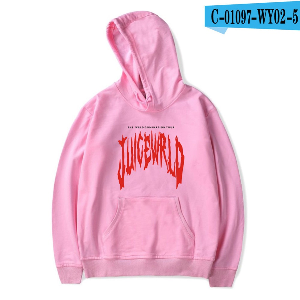 Men Women Juice WRLD Hoodie Sweatshirt Letter Printing Autumn Winter Loose Pullover Tops Pink_M - Image 2