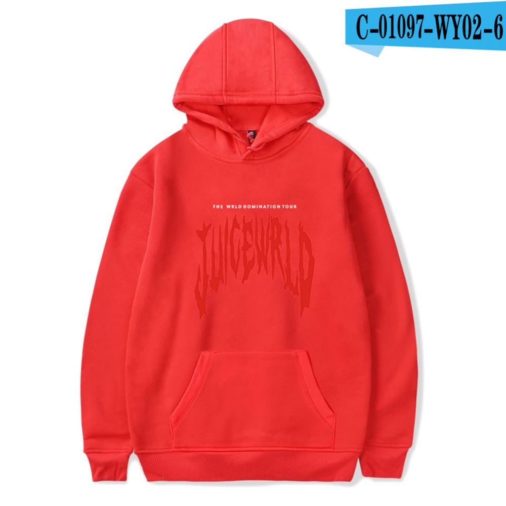 Men Women Juice WRLD Hoodie Sweatshirt Letter Printing Autumn Winter Loose Pullover Tops Red_L - Image 3