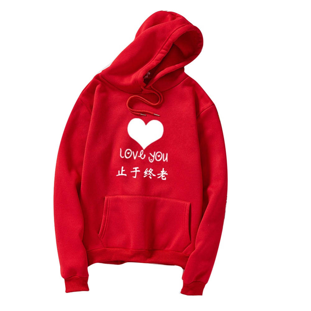 Thicken Casual Loose Printing Hooded Sweatshirts for Students Lovers Wear Pink_M - Image 2