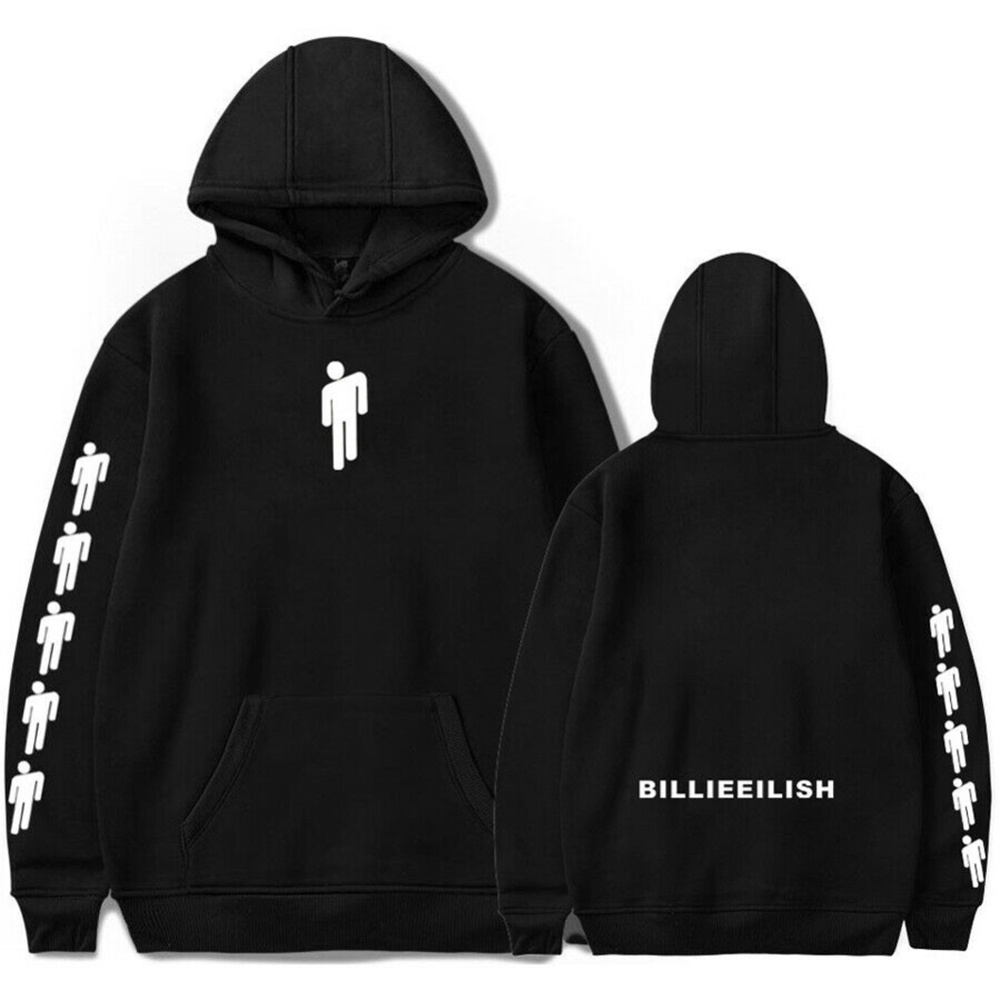 Men Women Fashion Casual Cartoon Pattern Printing Billie Eilish Hoodie Pullover pink_L - Image 2