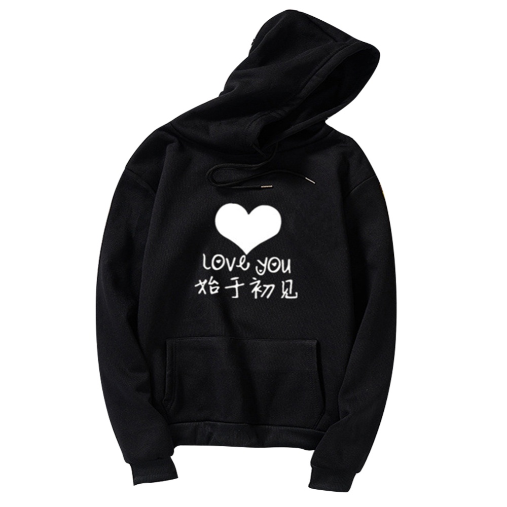 Thicken Casual Loose Printing Hooded Sweatshirts for Students Lovers Wear Black_L - Image 3