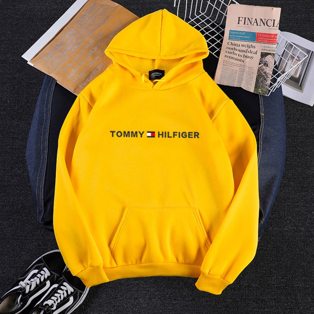 Men Women Hoodie Sweatshirt Printing Letters Thicken Velvet Loose Fashion Pullover Orange_XXL - Image 3