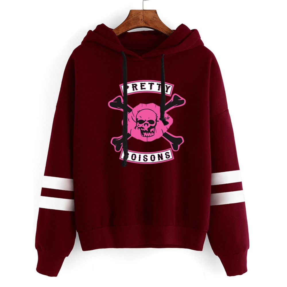 Men Women American Drama Riverdale Fleece Lined Thickening Hooded Sweater Tops Red wine_XXXXL