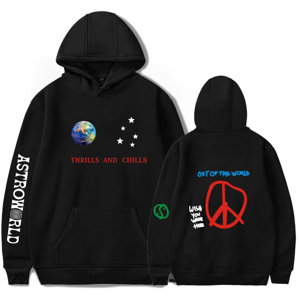 Travis Scotts ASTROWORLD Long Sleeve Printing Hoodie Casual Loose Tops Hooded Sweater E black_L - Image 3