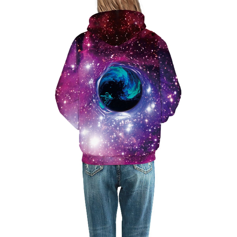 Men/Women 3D Print Outer Space Swirl Hoodie Fashionable Starry Hooded Pullover Top Purple swirl_XXXL - Image 2