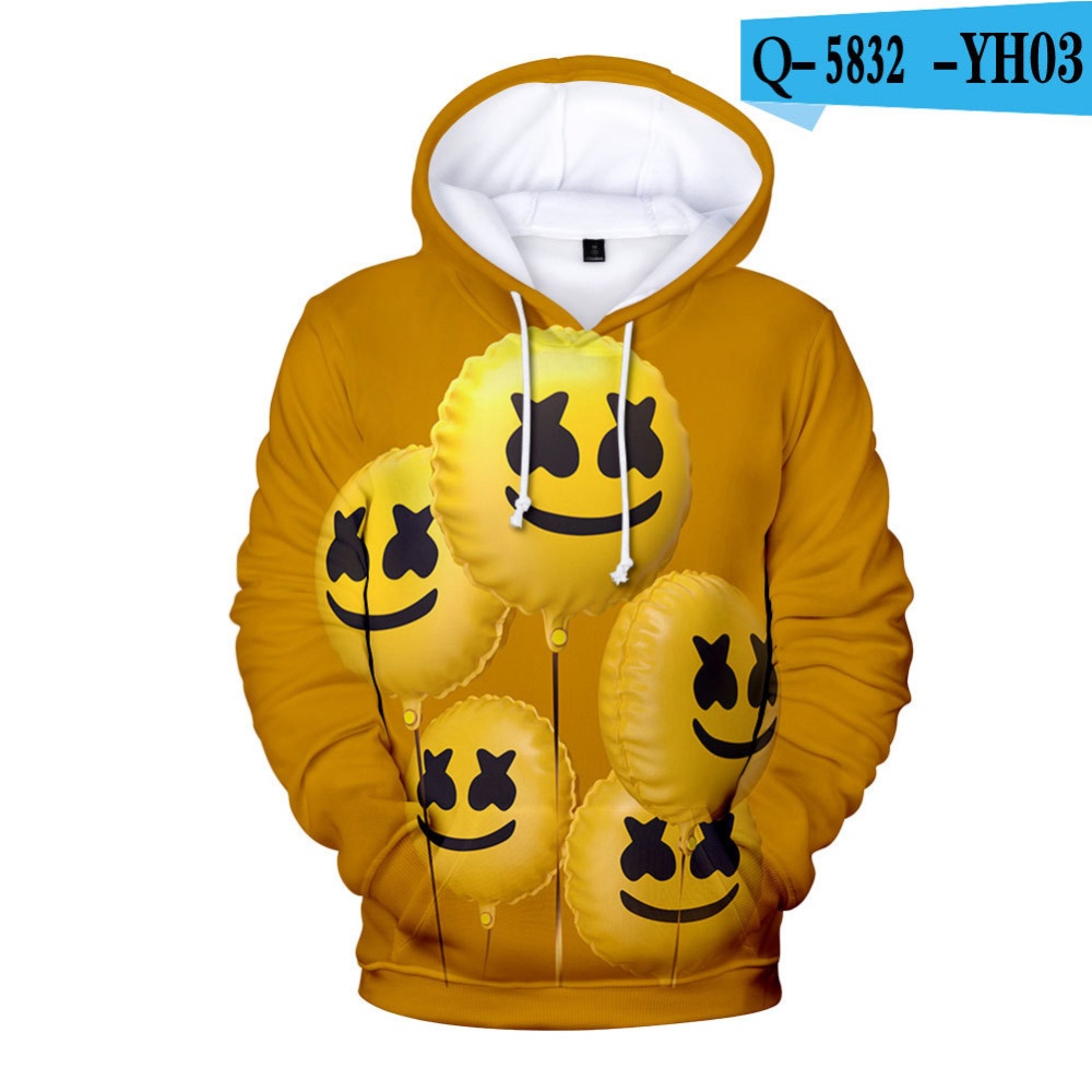 Men Women DJ Marshmello 3D Print Small Happy Face Balloon Long Sleeve Sport Hoodies Sweatshirt A style_L - Image 2