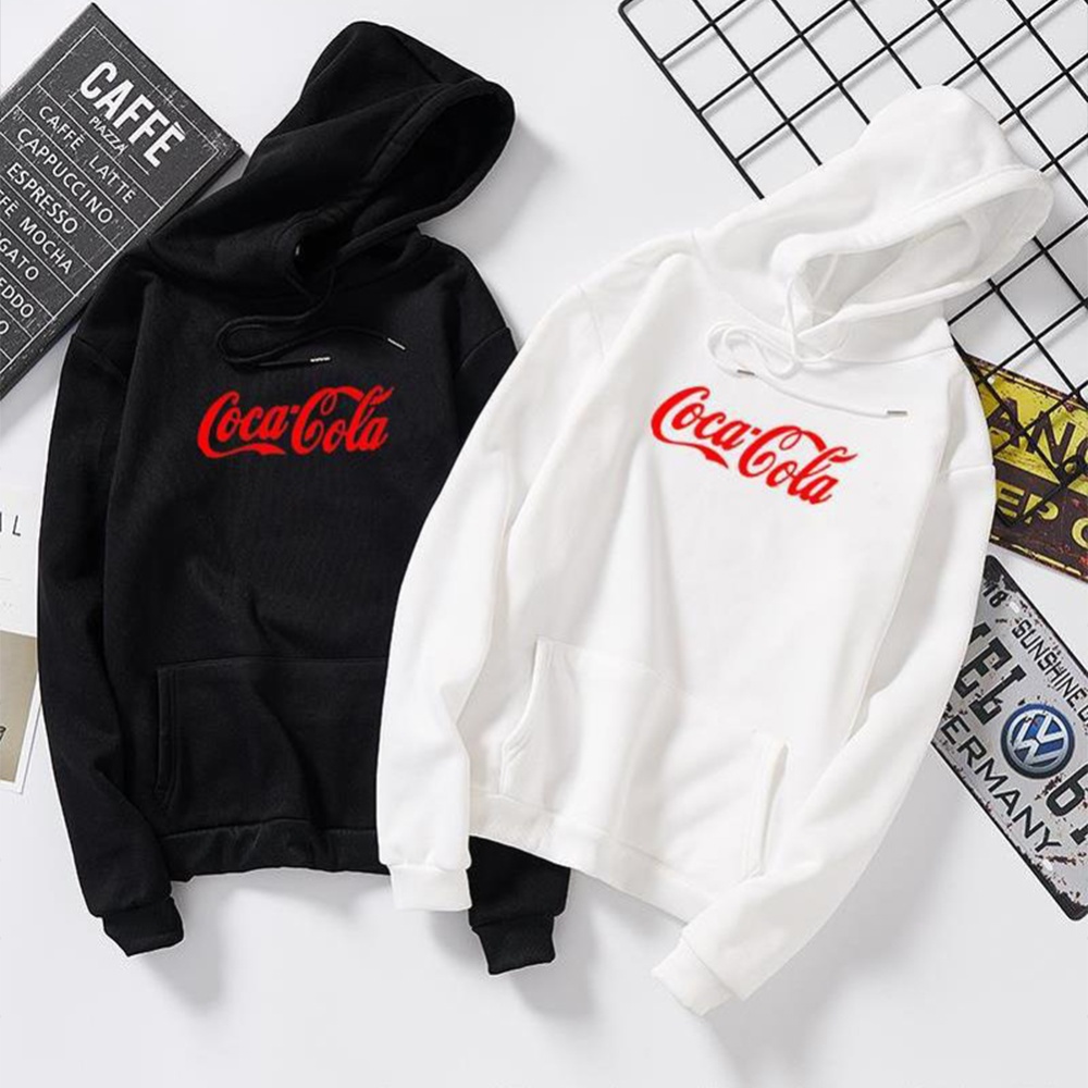 Men Women Coca-Cola Hoodies Retro Casual Fashion Sweatshirts Pink 995#_M - Image 2