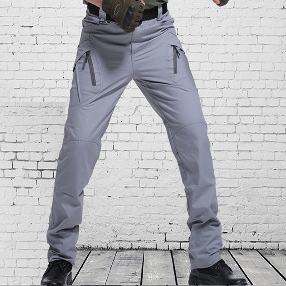 Men Wear-resistant Sport Zipper Trousers Casual Pants Gray ix9 waterproof_XXXL - Image 3