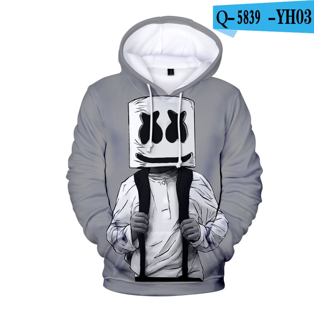 Men Women DJ Marshmello Fans 3D Print Small Logo Long Sleeve Sport Hoodies Sweatshirt I style_M - Image 2