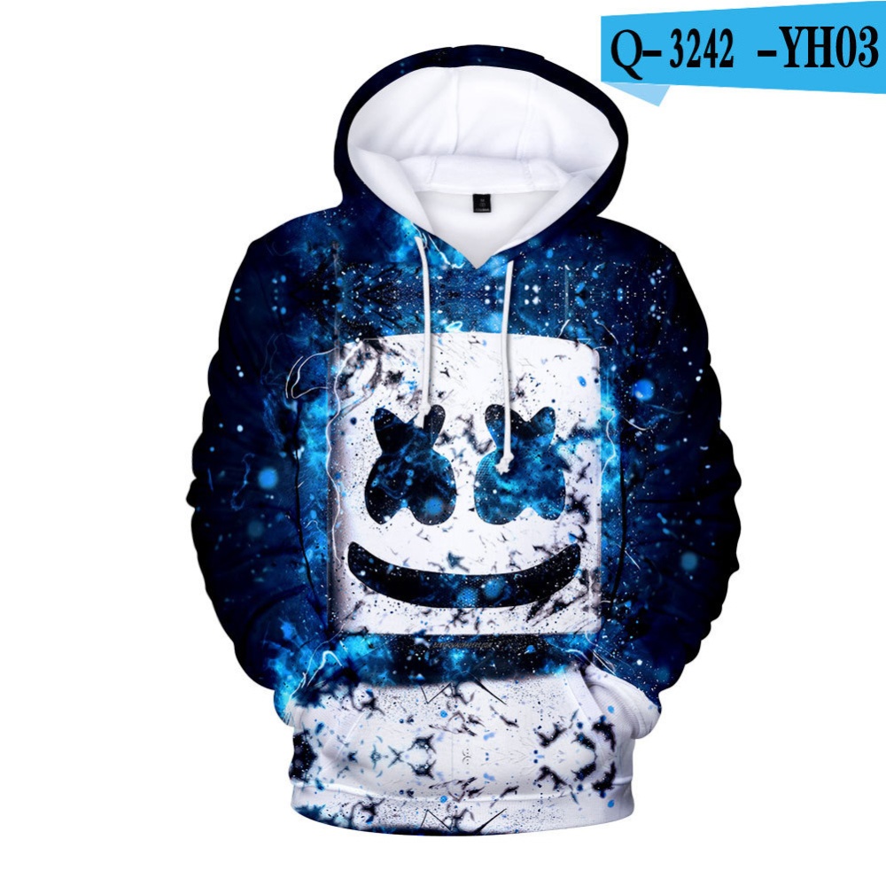 Men Women Long Sleeve Small Happy Face DJ Marshmello 3D Print Casual Hoodies Sweatshirt M style_XL - Image 3