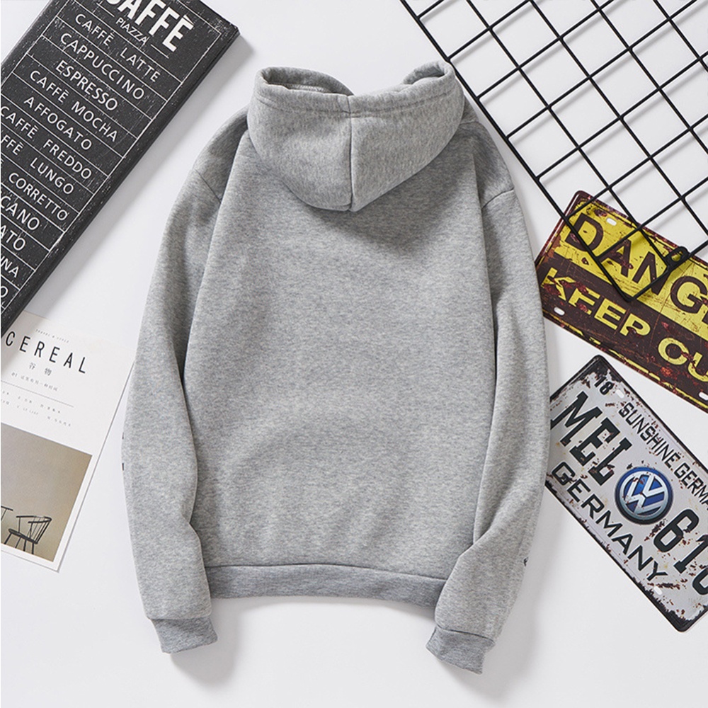 Women Men Loose Long Sleeve Casual Sports Fleece Sweatshirts Coat gray_M - Image 2