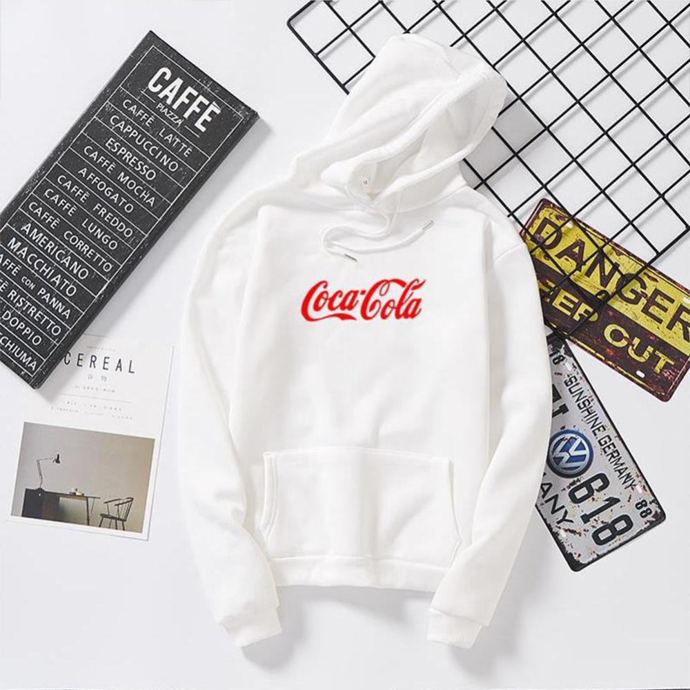 Men Women Coca-Cola Hoodies Retro Casual Fashion Sweatshirts White 995#_L