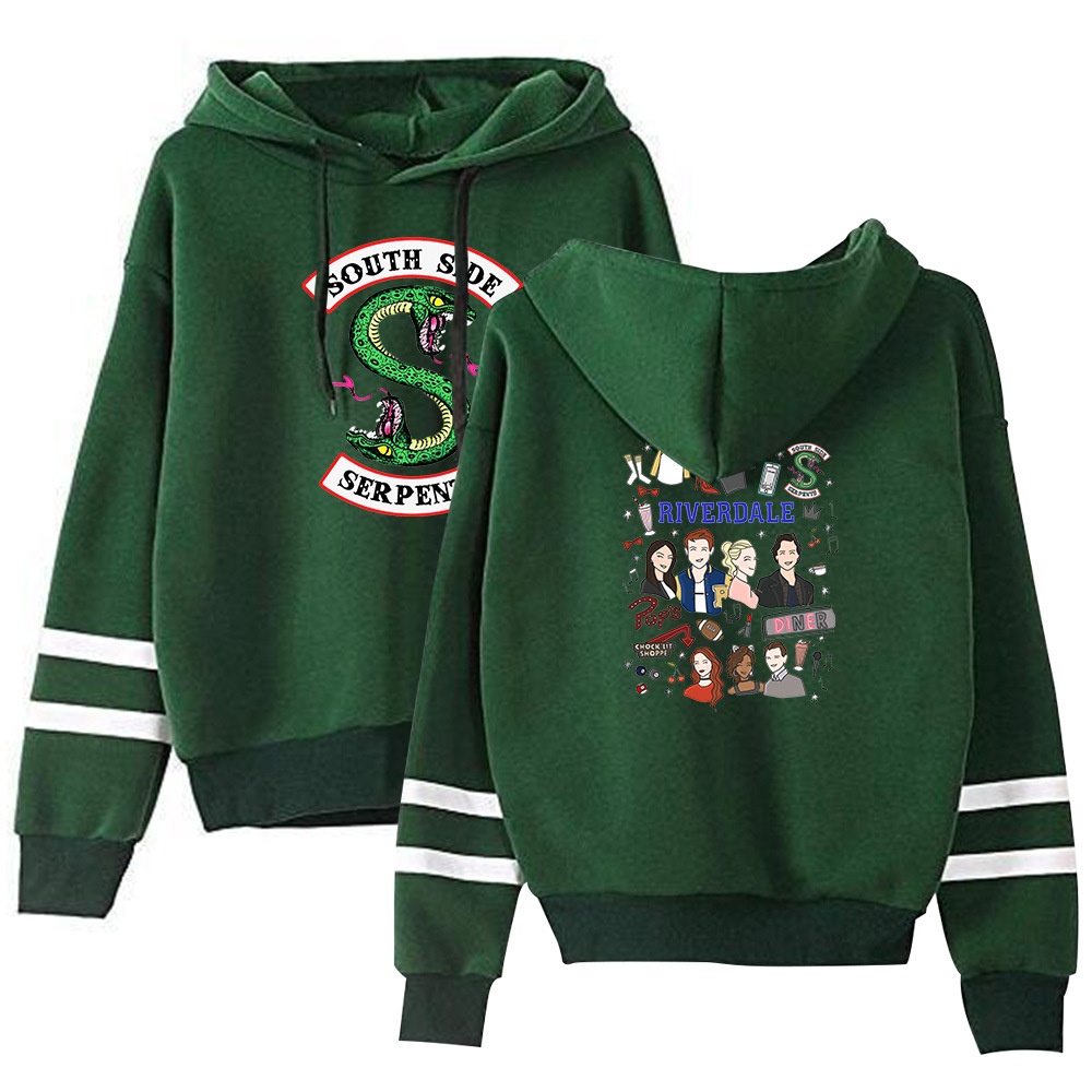 Men Women American Drama Riverdale Fleece Lined Thickening Hooded Sweater Green E_XXL - Image 2