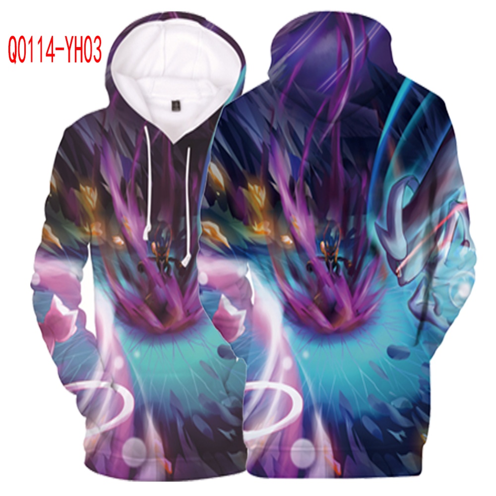 Men Women Fashion Cartoon Digital Printing Fleeces Hooded Sweatshirt Q0114-YH03 Purple_XXL - Image 2