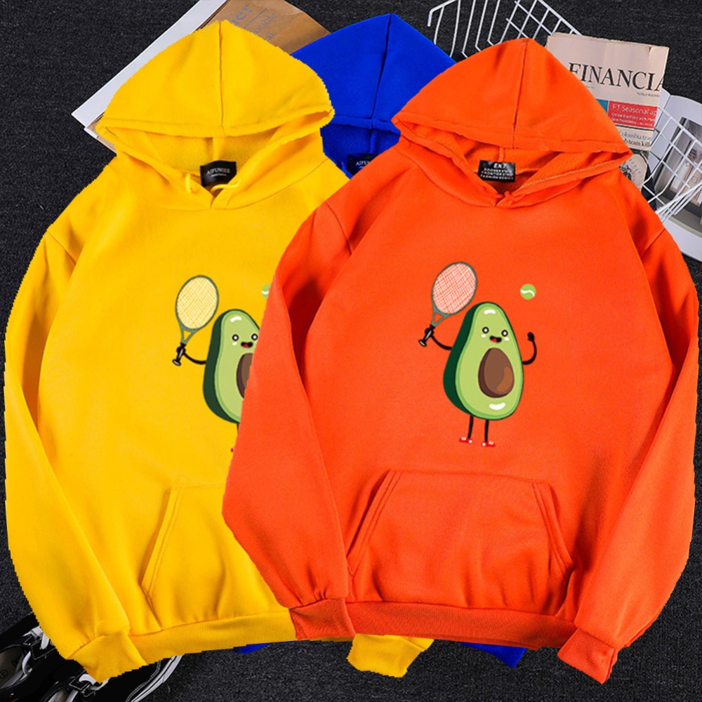 Men Women Thicken Hoodie Sweatshirt Cartoon Avocado Loose Autumn Winter Pullover Tops Blue_XXXL - Image 2