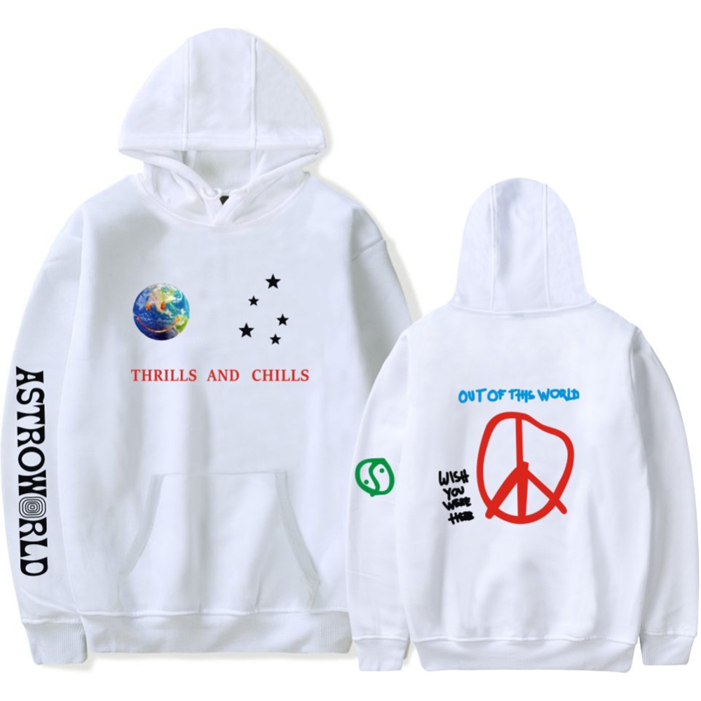 Travis Scotts ASTROWORLD Long Sleeve Printing Hoodie Casual Loose Tops Hooded Sweater E white_2XL - Image 3