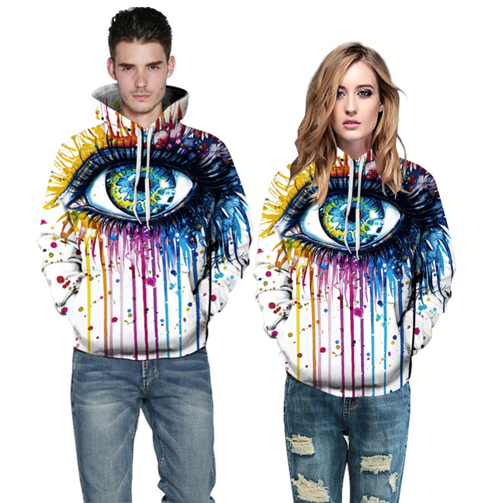 Universal 3D Graffiti Large Eye Printing Hooded Sweatshirt Photo Color_XXL - Image 3