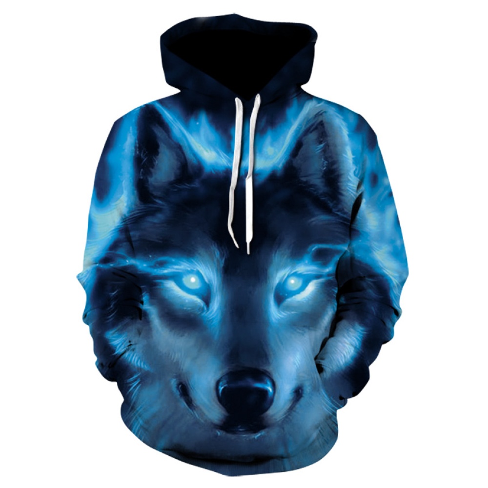 Men/Women Fashion 3D Wolf Pattern Hoodie Fashionable Hip Hop Hooded Pullover Sweatshirts WE148_S - Image 2