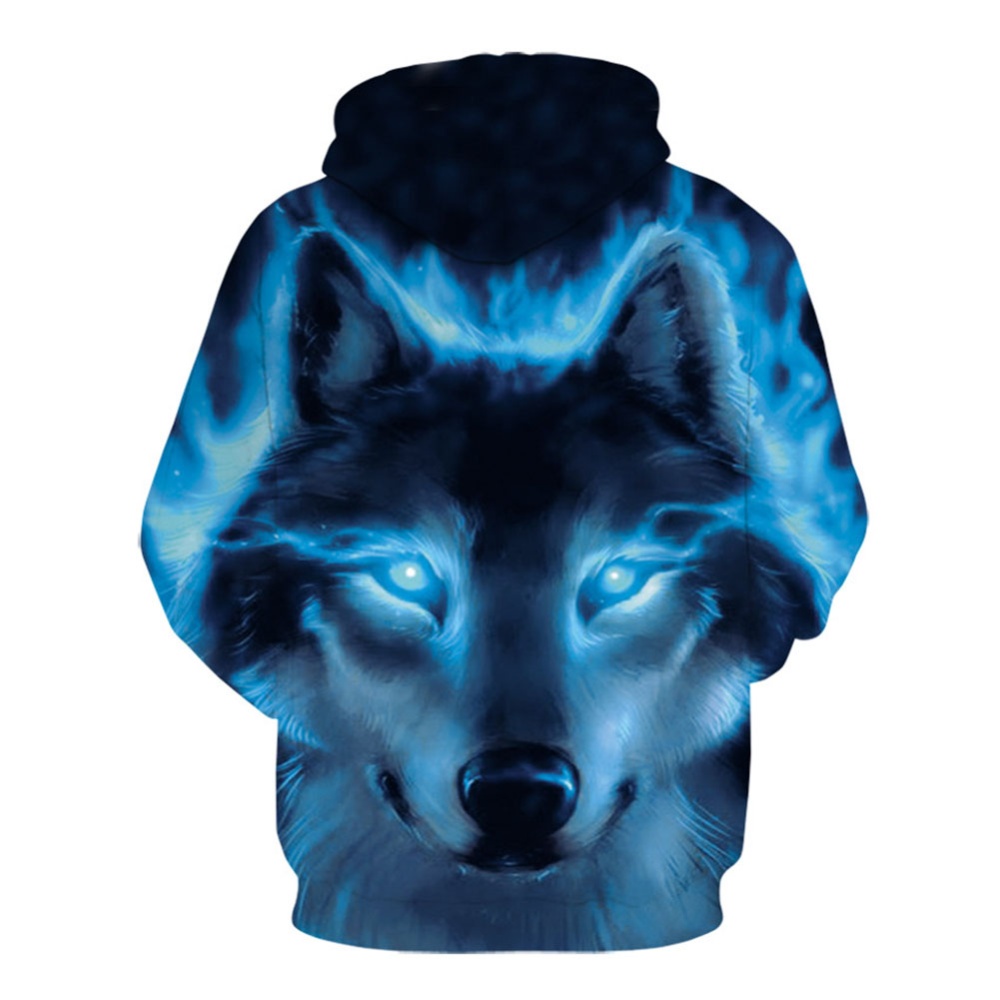 Men/Women Fashion 3D Wolf Pattern Hoodie Fashionable Hip Hop Hooded Pullover Sweatshirts WE148_S - Image 3