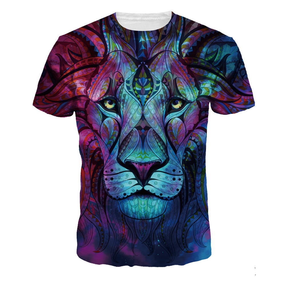 Men Women Fashion 3D Tiger Digital Printing T-shirt Round Neck Short Sleeve Tops NA188_XL - Image 2