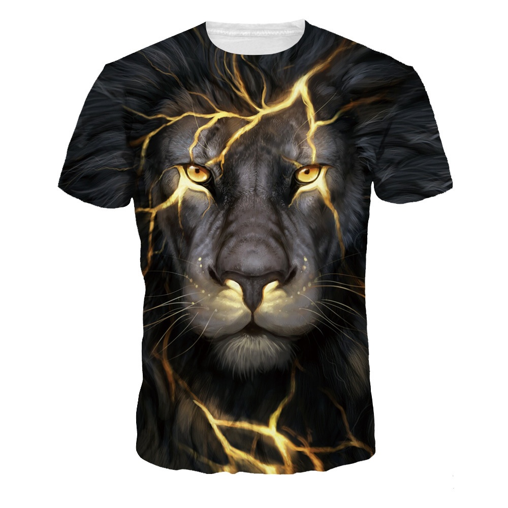 Men Women Fashion 3D Tiger Digital Printing T-shirt Round Neck Short Sleeve Tops NA188_XL - Image 3