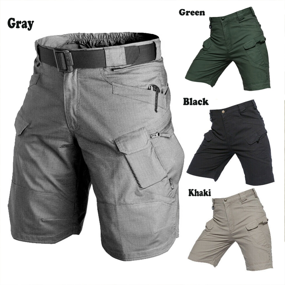 Men Summer Sports Pants Wear-resistant Overall Fifth khaki_L - Image 2