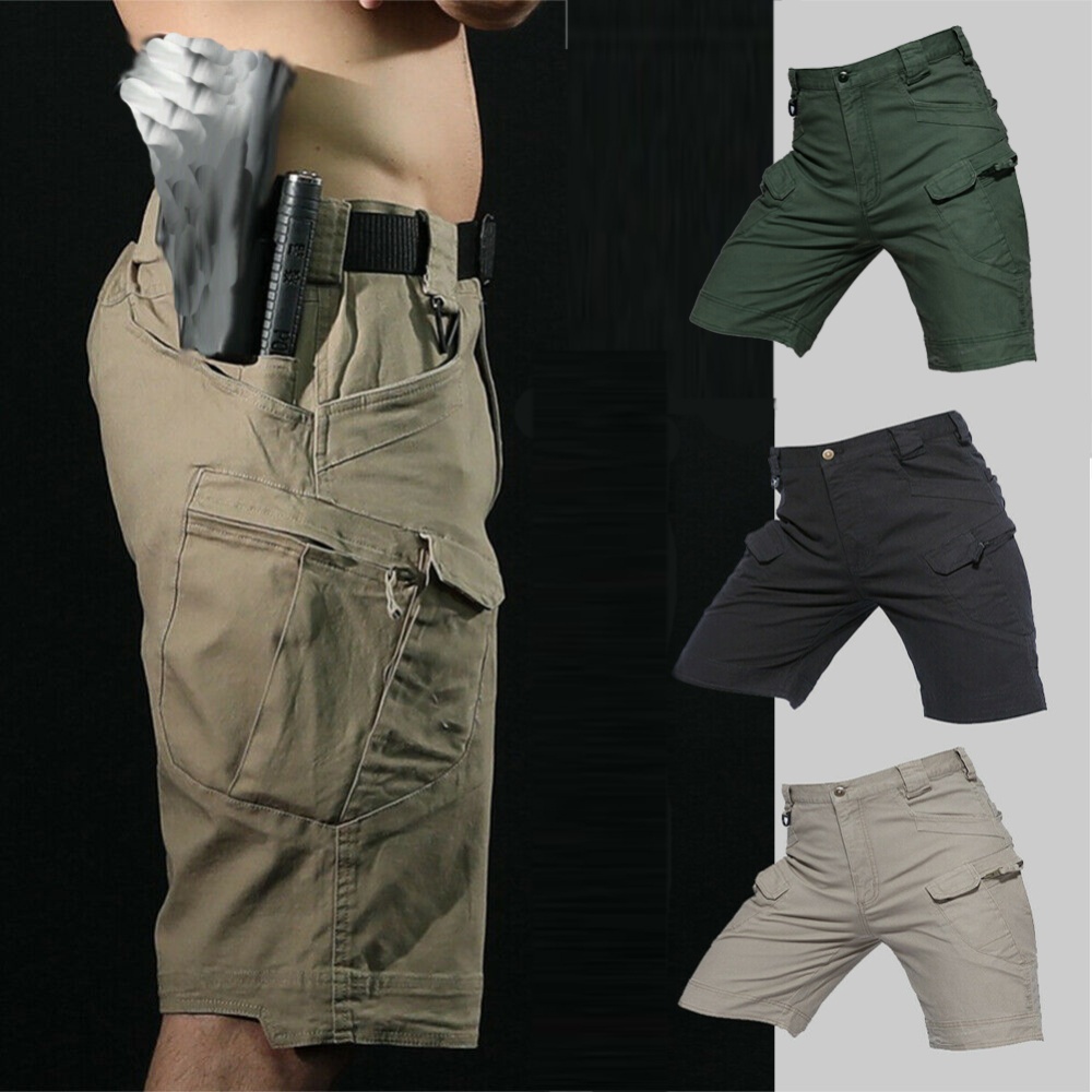 Men Summer Sports Pants Wear-resistant Overall Fifth khaki_L - Image 3