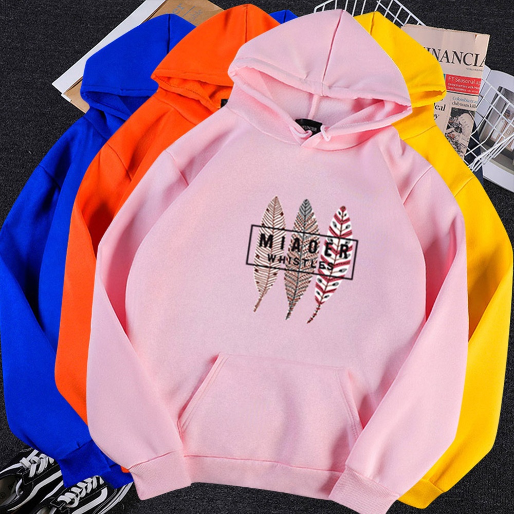 Men Women Hoodies Oversize Sweatshirt Loose Thicken Velvet Autumn Winter Pullover Orange_S - Image 2