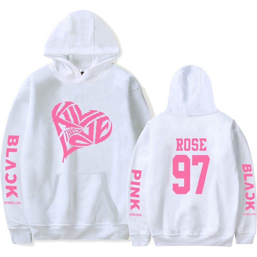 BLACKPINK 2D Pattern Printed Hoodie Leisure Pullover Top for Man and Woman Red 5_XXXXL - Image 2