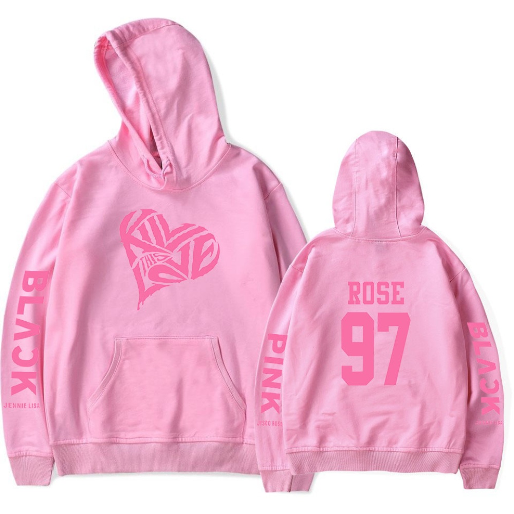 BLACKPINK 2D Pattern Printed Hoodie Leisure Pullover Top for Man and Woman Red 5_XXXXL - Image 3