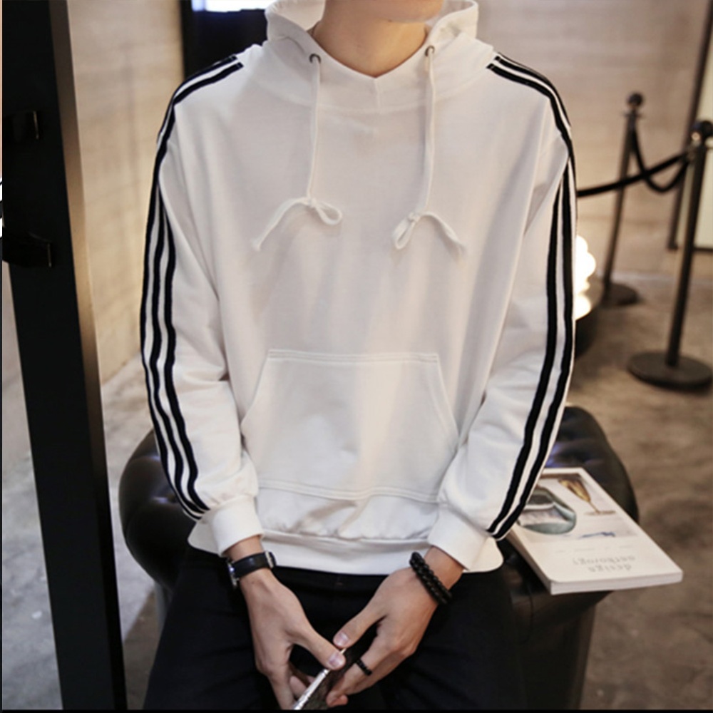 Men Women Fleece Lined Autumn Winter Sportswear 3 Fringes Long Sleeve Casual Jacket white_XXL