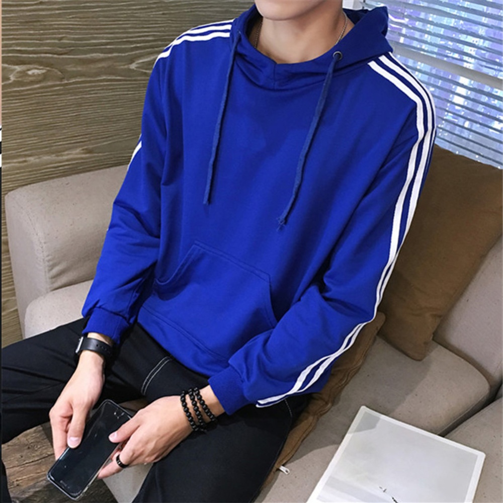 Men Women Fleece Lined Autumn Winter Sportswear 3 Fringes Long Sleeve Casual Jacket blue_L
