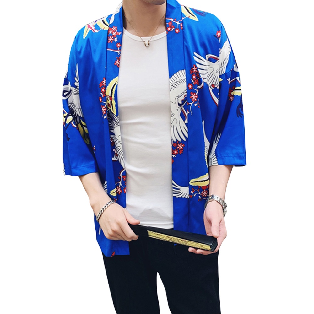 Men Women Classic Shirts Three Quarter Sleeve Pattern Printing Thin Blouse 8892 black_M - Image 3