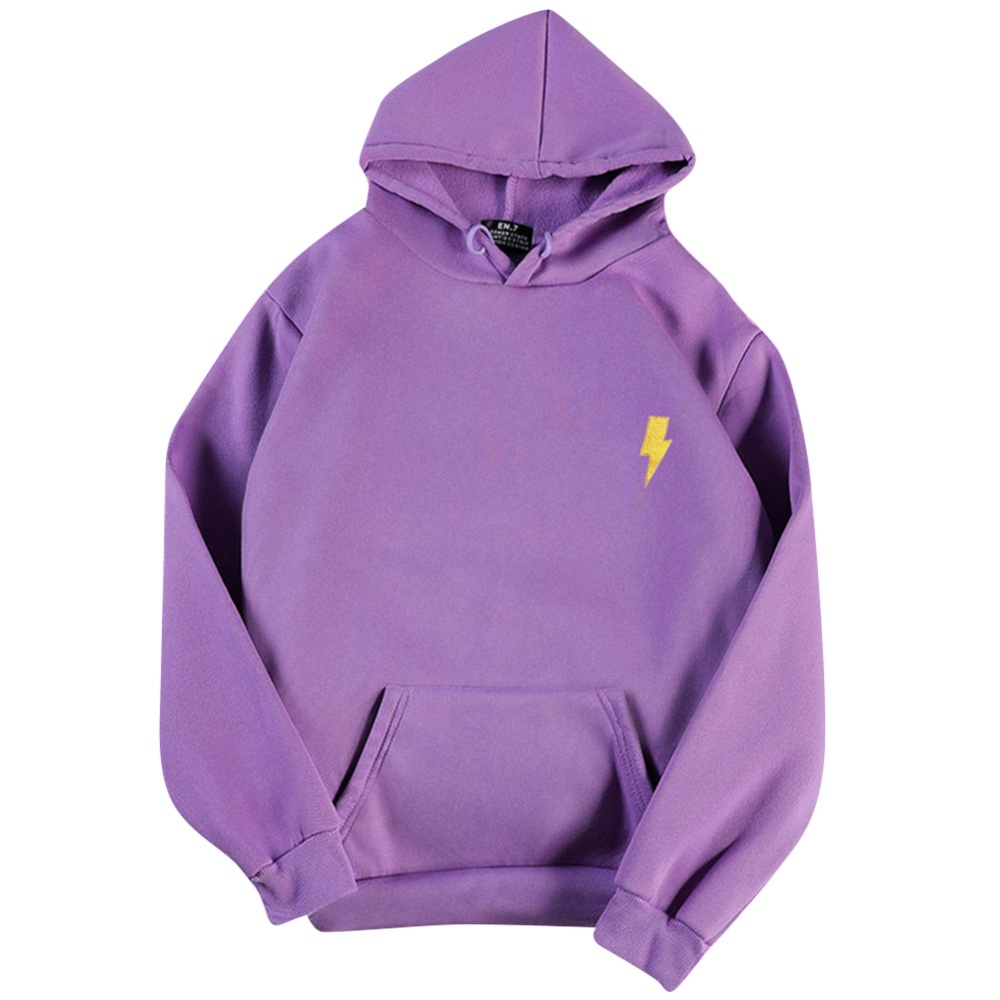 Men Women Hoodie Sweatshirt Flash Thicken Velvet Loose Autumn Winter Pullover Tops Purple_M - Image 2