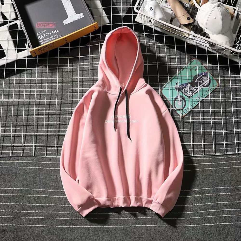 Thicken Long Sleeves Hoodie Casual Drawstring Pullover Loose Top for Man Y87 pink_M - Image 3