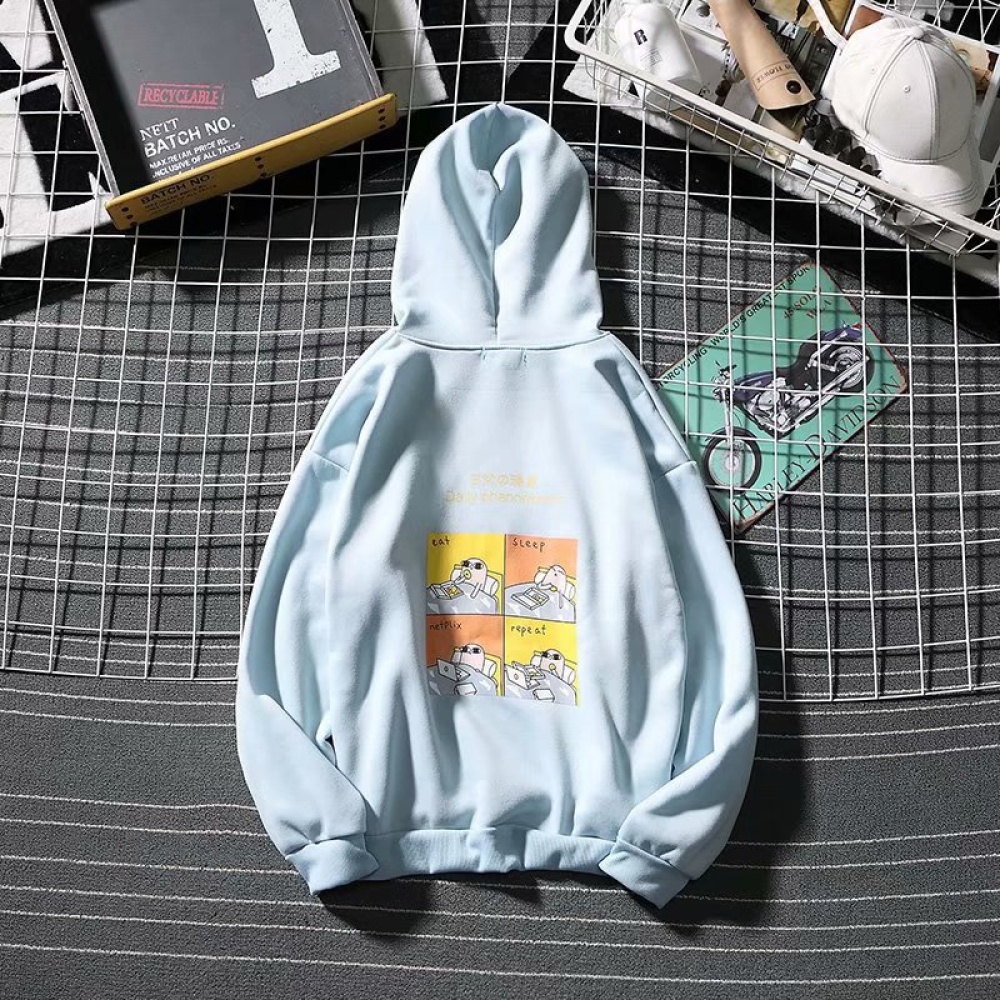 Thicken Long Sleeves Hoodie Casual Drawstring Pullover Loose Top for Man Y87 pink_M - Image 2