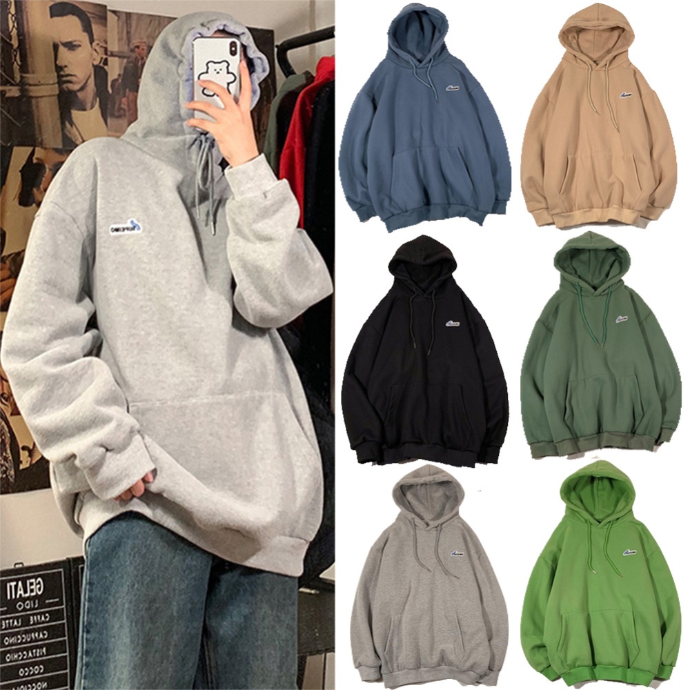 Men Women Hoodie Sweatshirt Letter Solid Color Loose Fashion Pullover Tops Light gray_2XL - Image 2