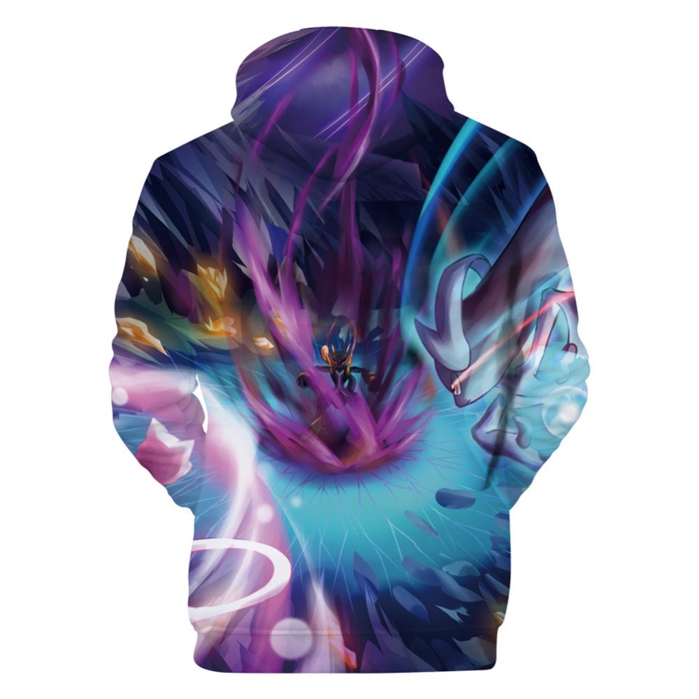 Men Women Fashion Cartoon Digital Printing Fleeces Hooded Sweatshirt Q0113-YH03 blue_L - Image 3