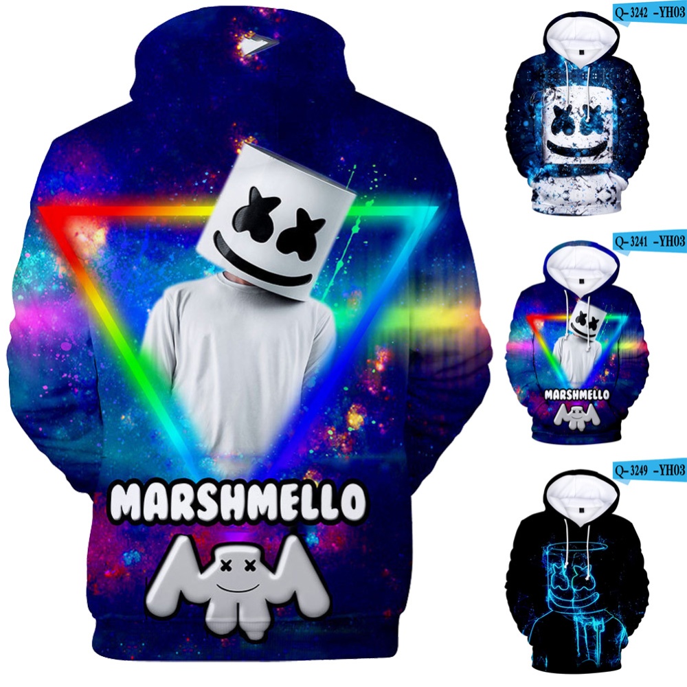 Men Women Long Sleeve Small Happy Face DJ Marshmello 3D Print Casual Hoodies Sweatshirt M style_XXXL - Image 2