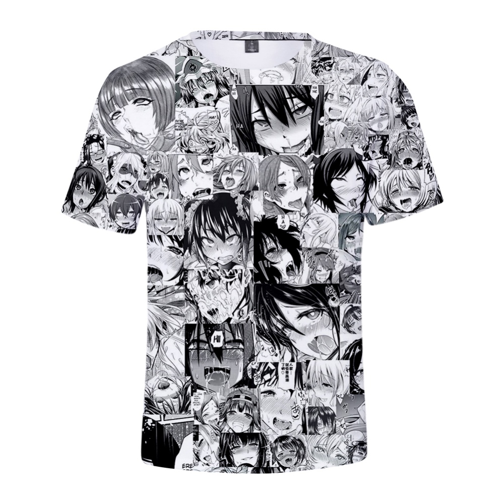 Women Men Ahegao Anime Summer Loose 3D Printing Short Sleeve T-shirt C style_L - Image 3