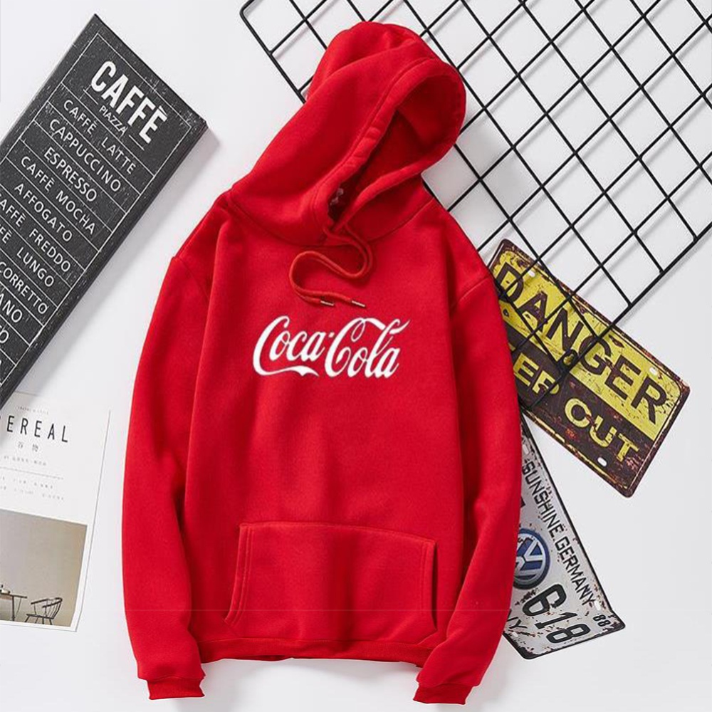 Men Women Coca-Cola Hoodies Retro Casual Fashion Sweatshirts Red 995#_L