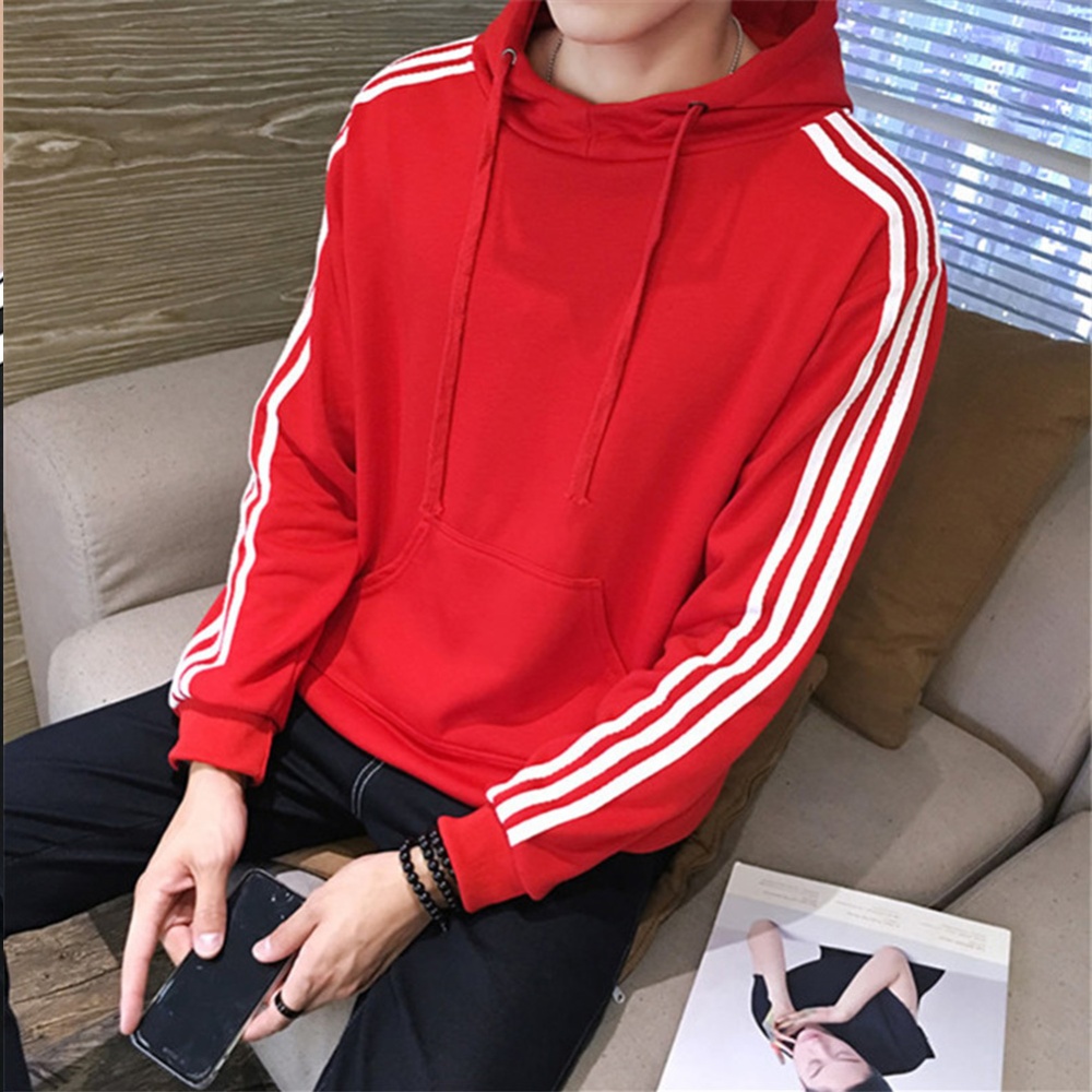Men Women Fleece Lined Autumn Winter Sportswear 3 Fringes Long Sleeve Casual Jacket red_M