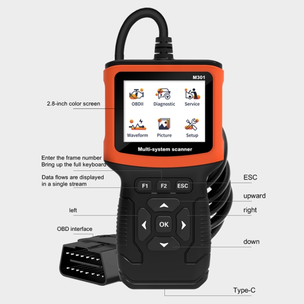 M301 9-18V OBD2 Car Code Reader Scanner Fault Detector - Image 2