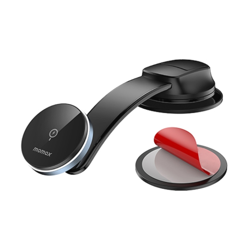 MOMAX CM25B Magnetic Wireless Charger Car Suction Cup Phone Holder - Image 2