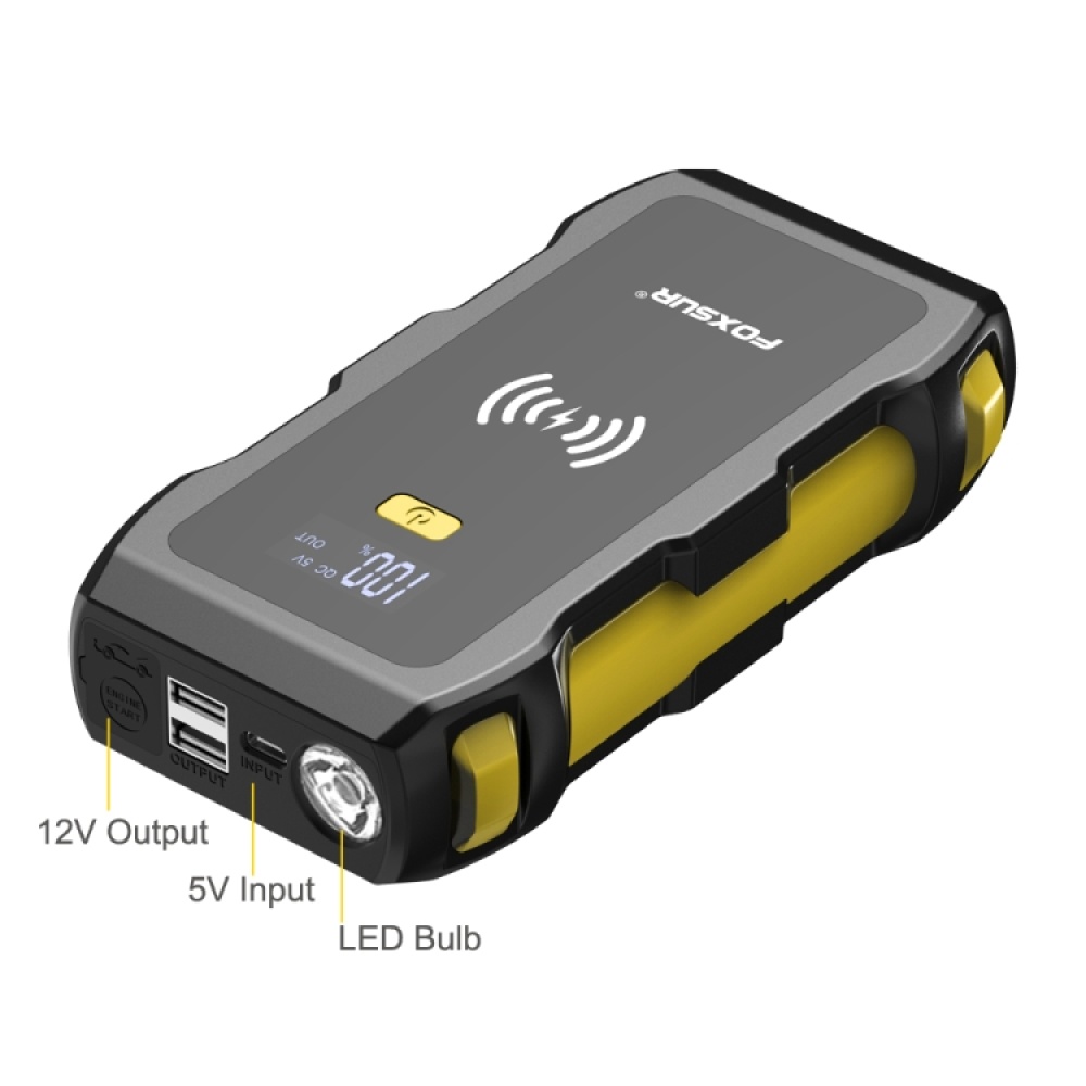 FOXSUR FJS-800 12V Car Multifunctional Wireless Charging Emergency Start Power Supply (Yellow) - Image 2